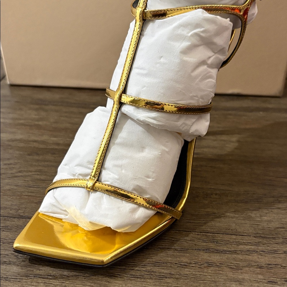 NIB [Alexandre Birman] Amanda 100 Golden Heel Stilettos Women's Multiple Sizes - Picture 10 of 16